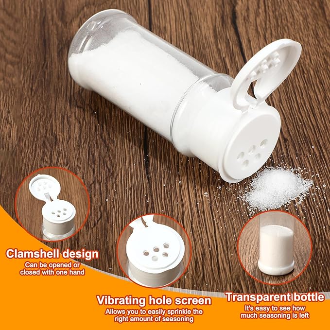Amyhill 100 Pcs Plastic Spice Bottles Spice Jars Seasoning Jars Shaker Plastic Jars 3.3 Oz/ 100ml Seasoning Shaker with Shaker Lids(White Lid)