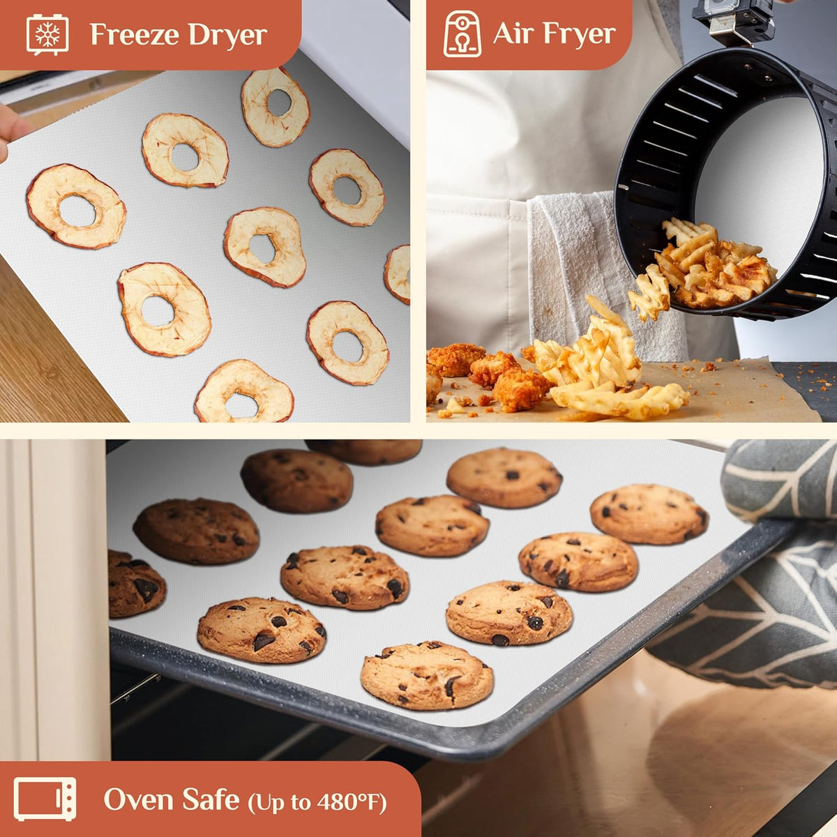 Silicone Baking Mat, 12 IN x 6 FT Free Cutting Baking Sheet,Non-Stick Reusable Dough & Pastry Mat,Non-Slip Silicone Mat Roll for Air Fryer Liner,Freeze Dryer,Oven Baking Pan,Kitchen Counter