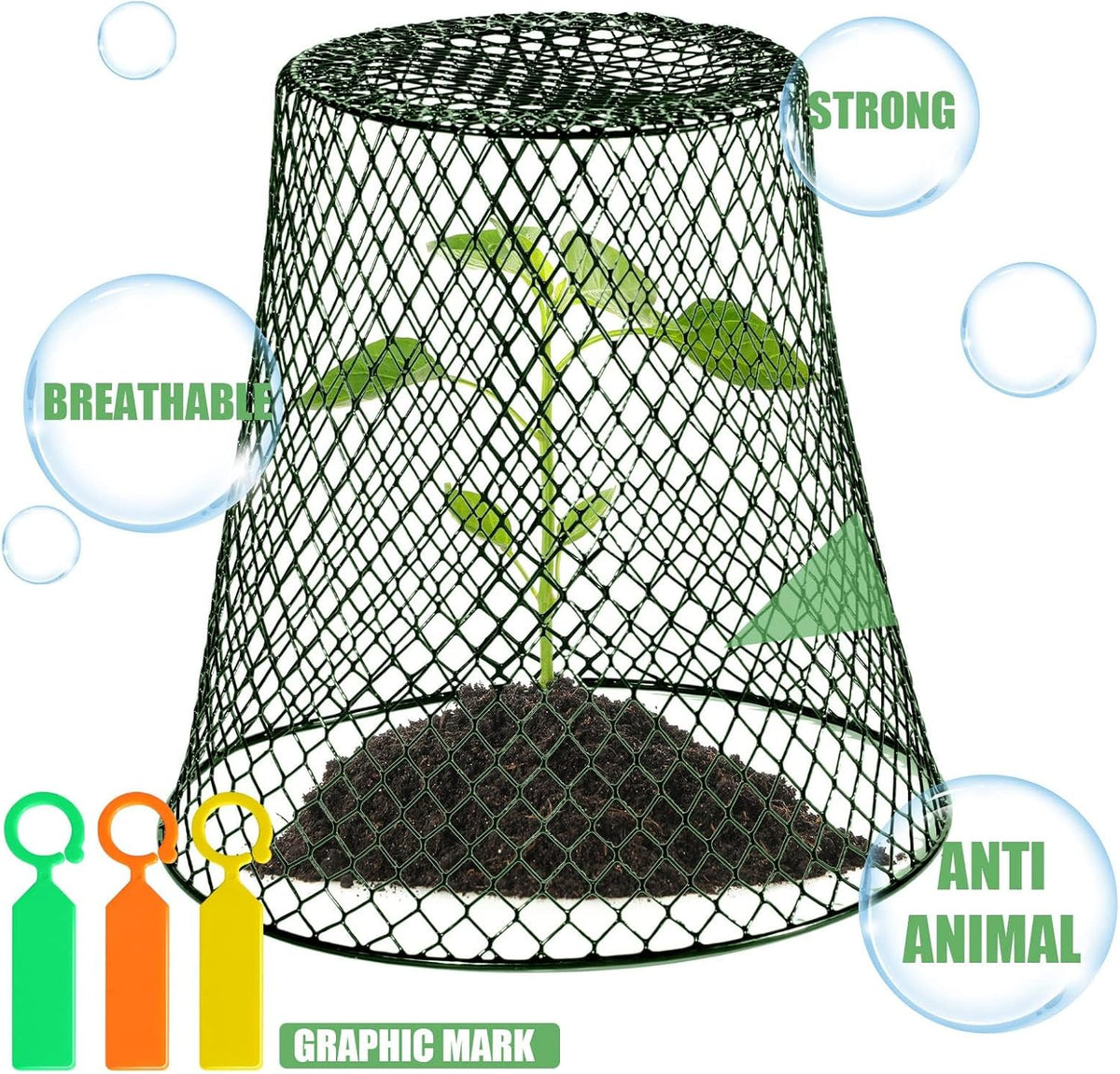 10 Pcs Garden Chicken Wire Plant Covers, 11x11Inch Metal Wire Garden Cloches Chicken Wire Cloche Plant Protector Heavy Duty Garden Plant Cloche for Keeping Bunnies Chicken Squirrels Birds Other Out