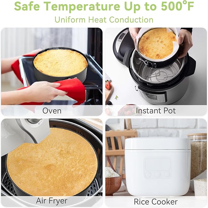 USLAI Springform Pan, 4+7+9 Inch Nonstick Cheesecake Pan with Removable Bottom, Easy to Clean, Ideal for Baking Cakes, Pies and Quiches - Set of 3