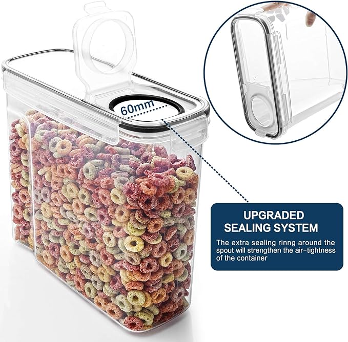 Cereal Container Set, MCIRCO Airtight Food Storage Containers ((4L /135.2oz) Set of 6, Cereal Dispensers with Measuring Tools