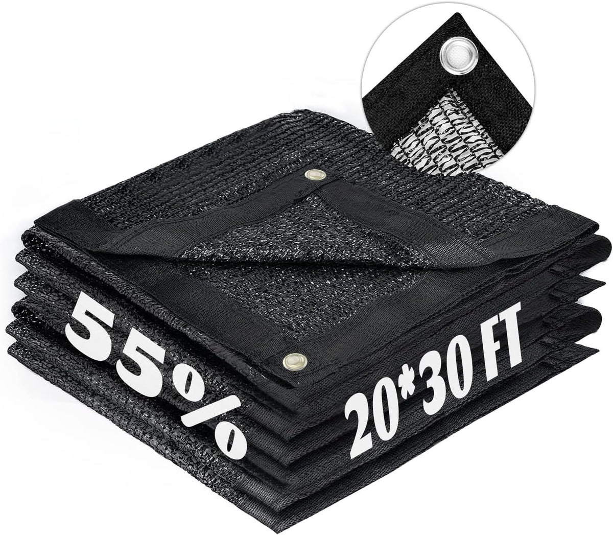 LOVE STORY 20x30FT 55% Black Shade Cloth Sun Shade Net with Grommets Sunblock Net Mesh Tarp for Garden,Plants Cover,Greenhouse and Patio