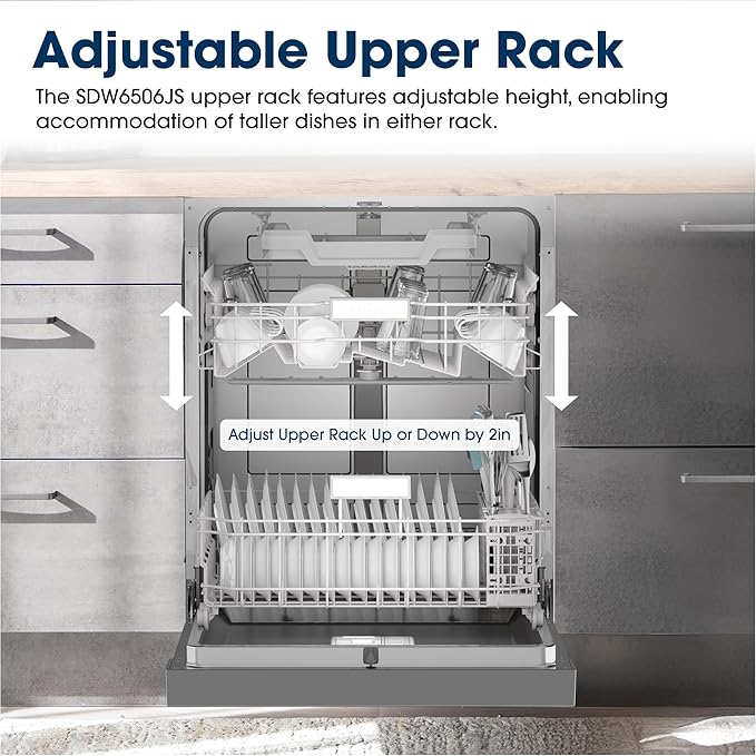Sharp SDW6506JS 24-inch Stainless Steel Dishwasher, 49 dB, Third Rack, 12 Place Settings, Front Touch Controls
