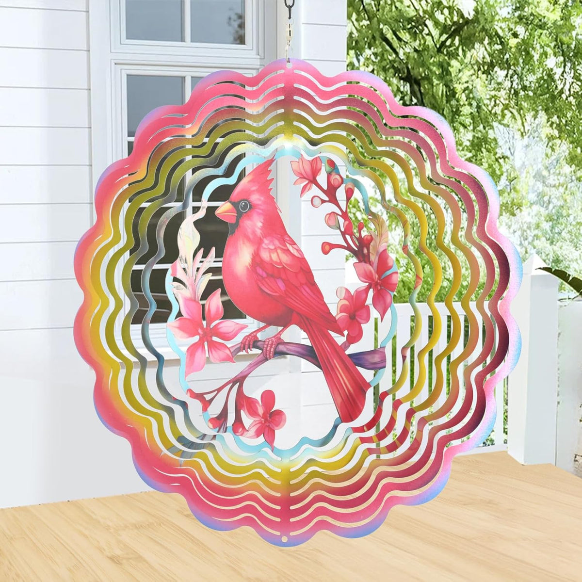 Wind Spinners Outdoor Cardinal Bird - Birthday Gifts for Women Mom Grandma, Hanging Wind Sculptures 12 inch 3D Wind Spinner for Garden Decor for Outside, Garden, Patio, Yard, Outdoor