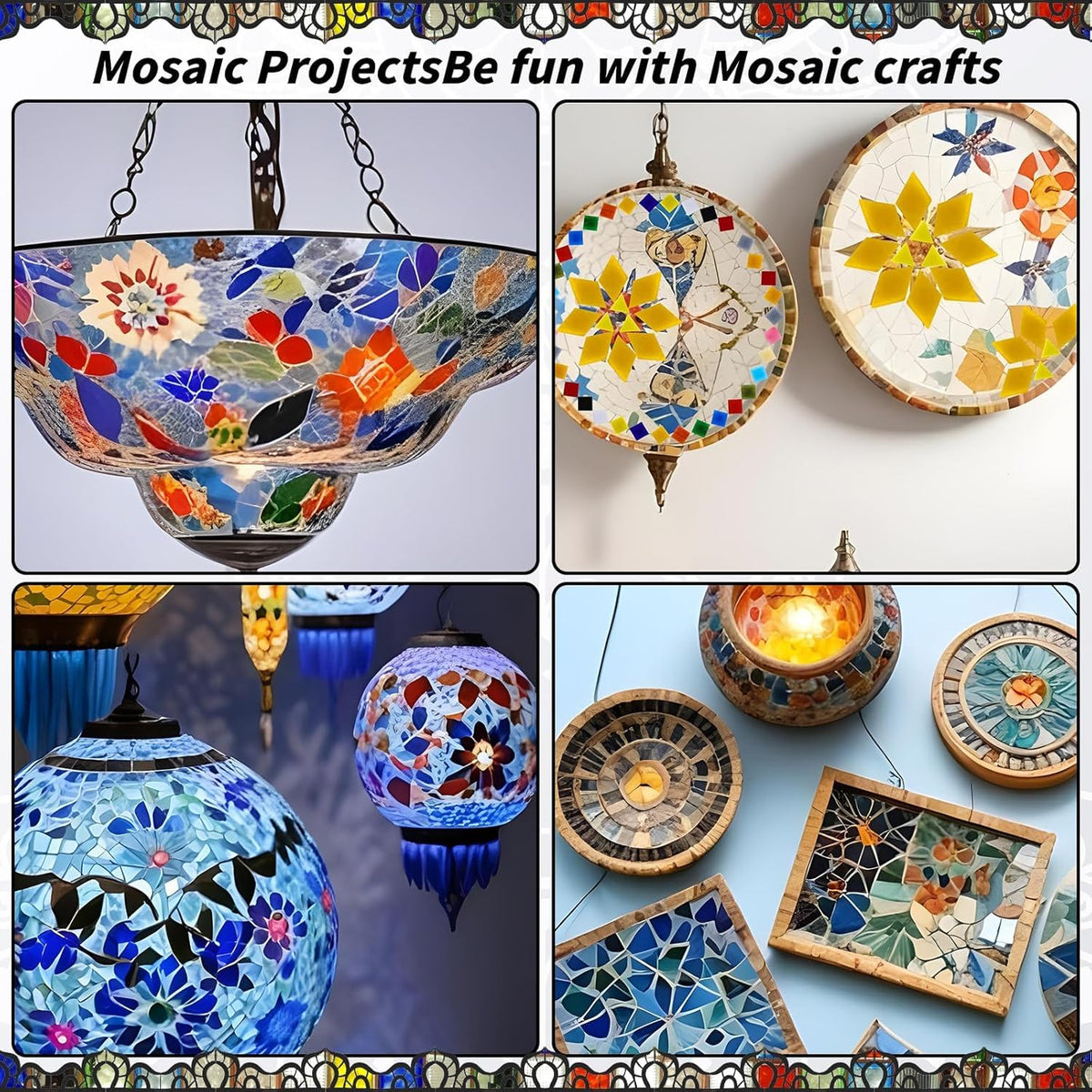 3200 Pcs Mosaic Tiles, Glass Mosaic Tiles for Crafts Bulk, Assorted Color Stained Mosaic Glass Pieces, Mosaic Supplies for Home Decoration, Art Crafts, DIY Projects, Opaque
