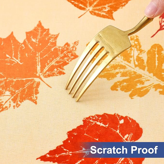 homing Rectangle Table Cloth Cover, Waterproof Polyester Elastic Fitted Tablecloth, Fits for 6 Foot Folding Tables, Washable Table Protector for Fall, Thanksgiving (Colored Leaves, 30" x 72")