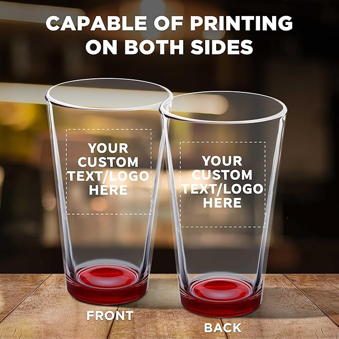 Custom Libbey Pint Glass 16 oz. Set of 10, Personalized Bulk Pack - Beer Glasses, Heavy Duty Drinkware - Red