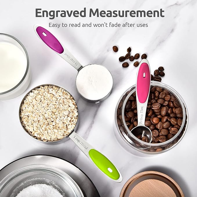 U-Taste 18/8 Stainless Steel Measuring Cups and Spoons Set of 12 (Multi) and 600ºF Heat Resistant 13.76" Long, 3.63" Wide Wok Spatula for Kitchen Stir Fry (Aqua Sky)
