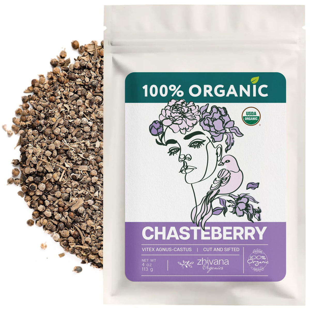 Organic Chasteberry Tea (4 oz.) – Whole Dried Berries for Infusion, Tinctures & Herbal Crafts – Edible Grade - Vitex agnus-castus