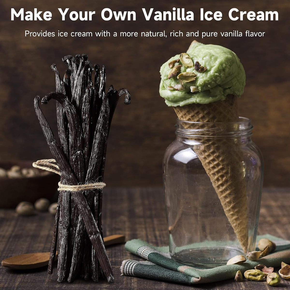 SPICEEL Madagascar Vanilla Beans Whole Grade A Vanilla Pods for Making Extract, Whole 5" - 7" Vanilla Beans for Baking, 6 Counts