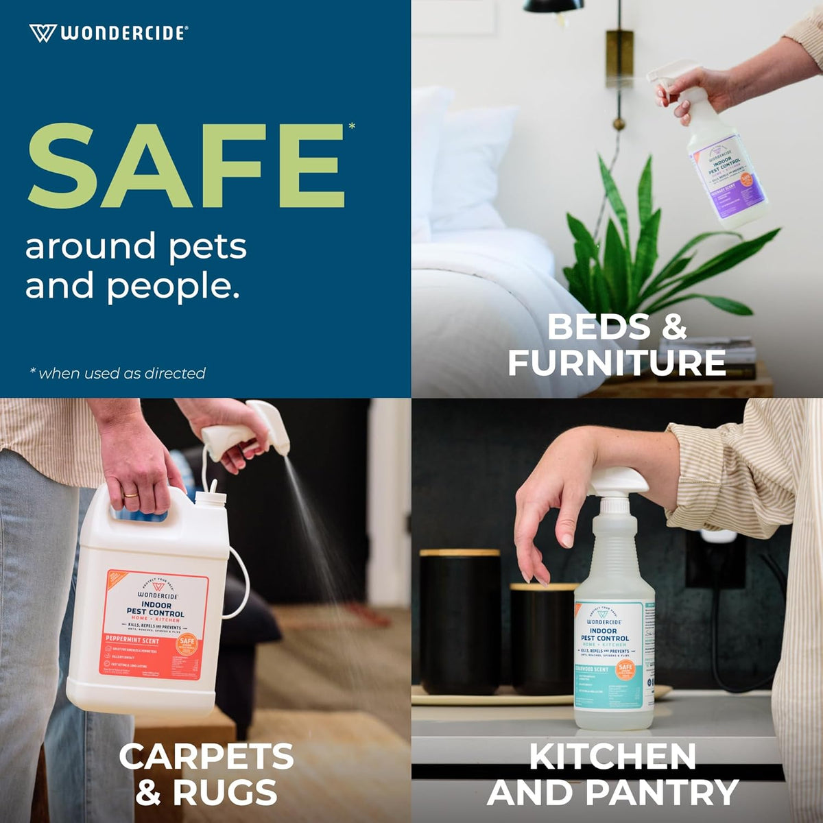 Wondercide - Indoor Pest Control Spray for Home and Kitchen - Ant, Roach, Spider, Fly, Flea, Bug Killer and Insect Repellent - with Natural Essential Oils - Pet and Family Safe — Rosemary 128 oz