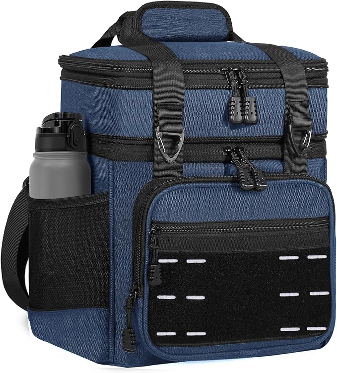 Lunch Box Cooler Bag - Insulated Tactical Lunchbox for Men - Large Lunch Pail Kit for Adults Work Outdoor Shifts Trips Blue 16L