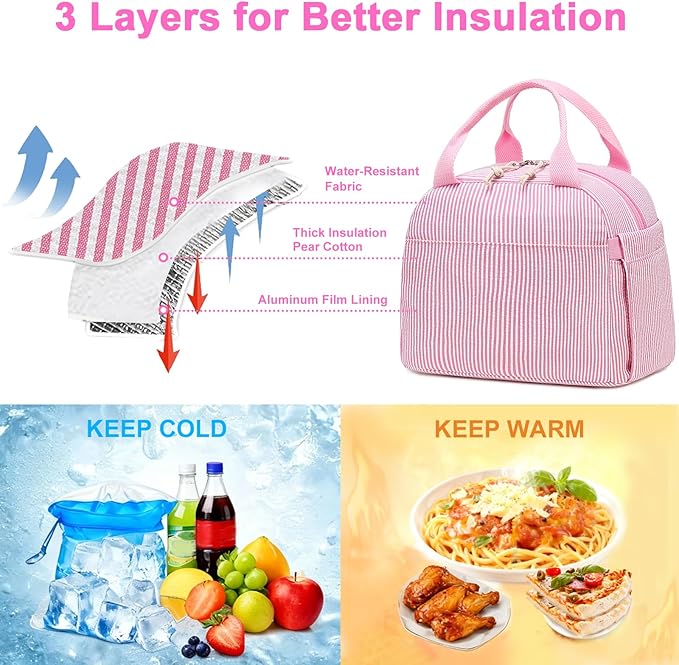 Bluboon Lunch Box for Women Cute Lunch Bag Reusable Insulated Lunch Bags Large Capacity Lunchbox Cooler for Work Picnic or Travel
