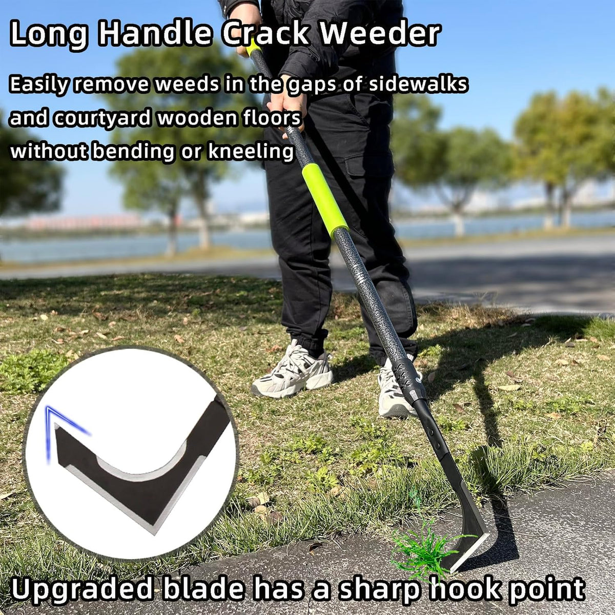 Crack Weeder, 48" Long Handle Crevice Weeding Tool with Soft Foam Grip, Stainless Steel Weed Puller Tool Weeder Tool, Efficient Weed Remover Tool for Sidewalk, Paver, Narrow and Wall Gaps