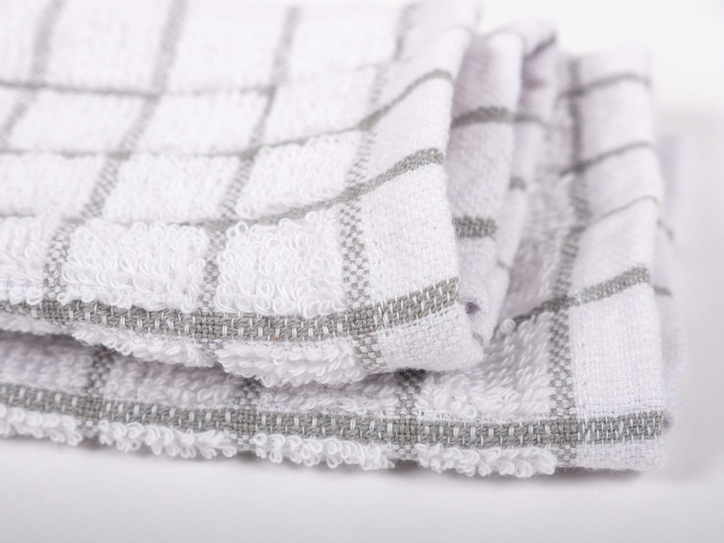 KAF Home Pantry 100% Cotton Checkered Grid Dish Cloths | Set of 6, 12 x 12 Inches | Absorbent and Machine Washable | Perfect for Cleaning Counters, and Any Household Spills - Gray