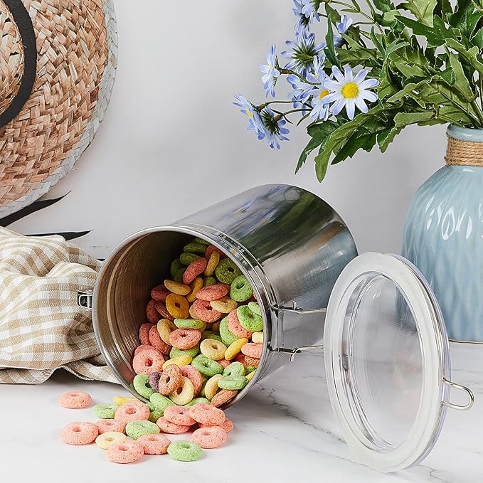 Lallisa 1 Pcs Stainless Steel Canisters 62 oz Stainless Steel Containers with Lids Food Storage Container with Airtight Clamp Lid Coffee Containers for Tea Sugar Coffee Flour Kitchen Counters