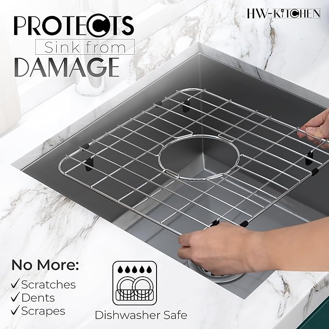 26" x 14" Sink Protector for Kitchen Sink - Stainless Steel Kitchen Sink Rack for Bottom for Sink - Sink Mat - Sink Drying Rack - Kitchen sink protector - Farm Sink Rack for Bottom of Sink
