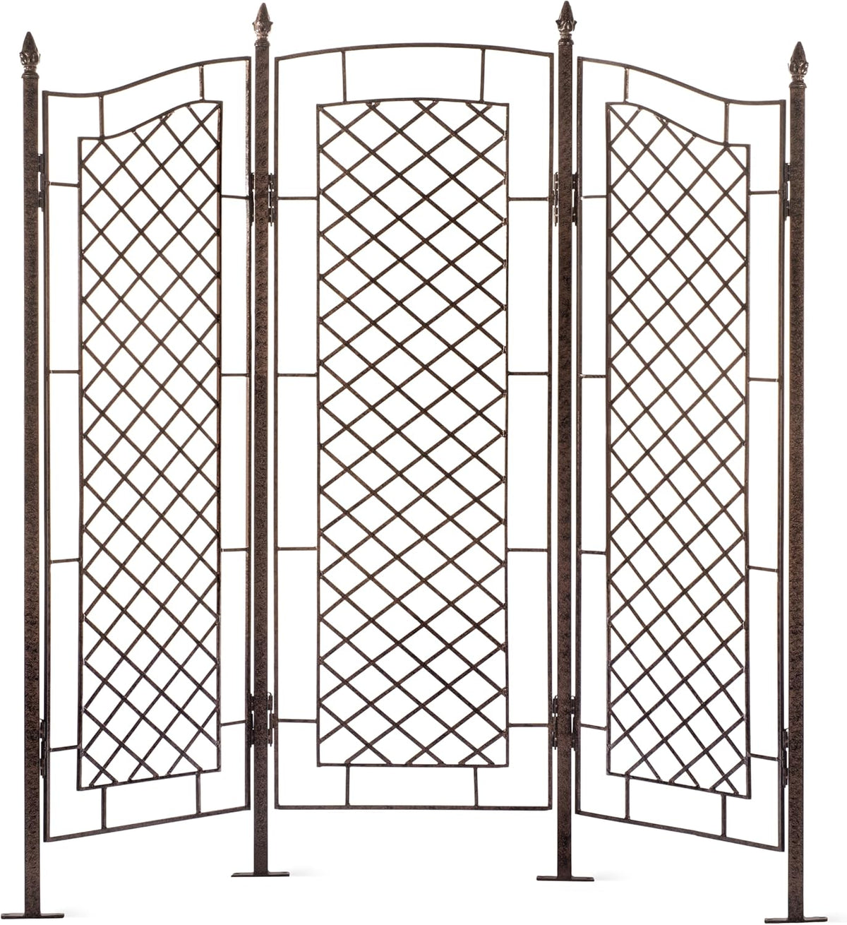 H Potter Large Garden Trellis for Climbing Plants Wrought Iron Metal 3 Panel Ivy Garden Privacy Screen Patio Deck GAR573L