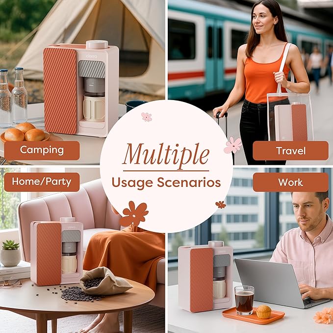 CIARRA Bloombox Compact Espresso Coffee Maker, 15 Bar Rich Flavor Brew Espresso Coffee Machine for Travel Camping RV Office Home, Easy to use, 6.1oz Stainless Steel Water Tank