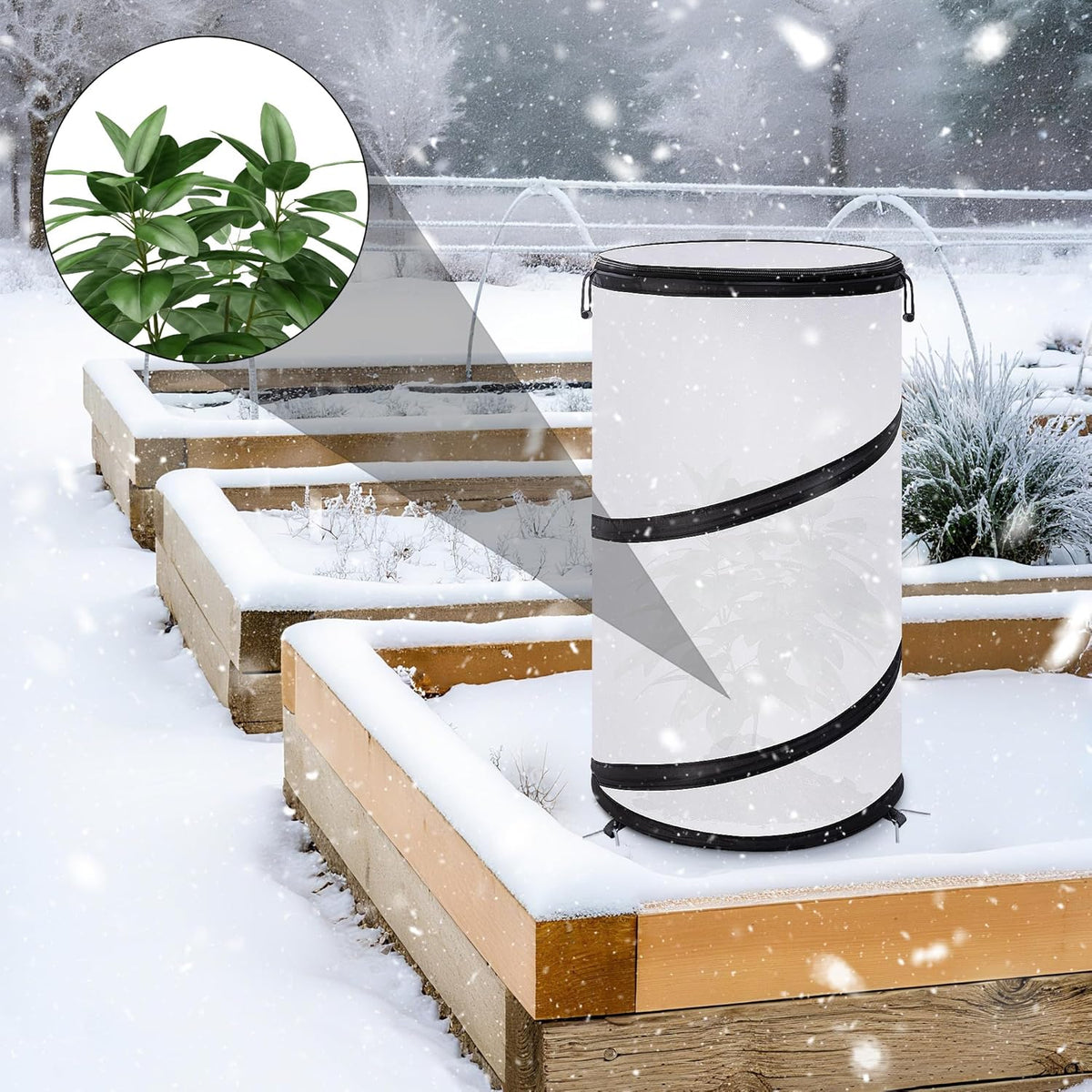 2 Pcs Pop Up Winter Frost Plant Cover, 20 x 12 Inch Round Garden Plants Freeze Protection Tent, Foldable Warm Plant Protector Enclosure for Snow Frost Protection Indoor & Outdoor