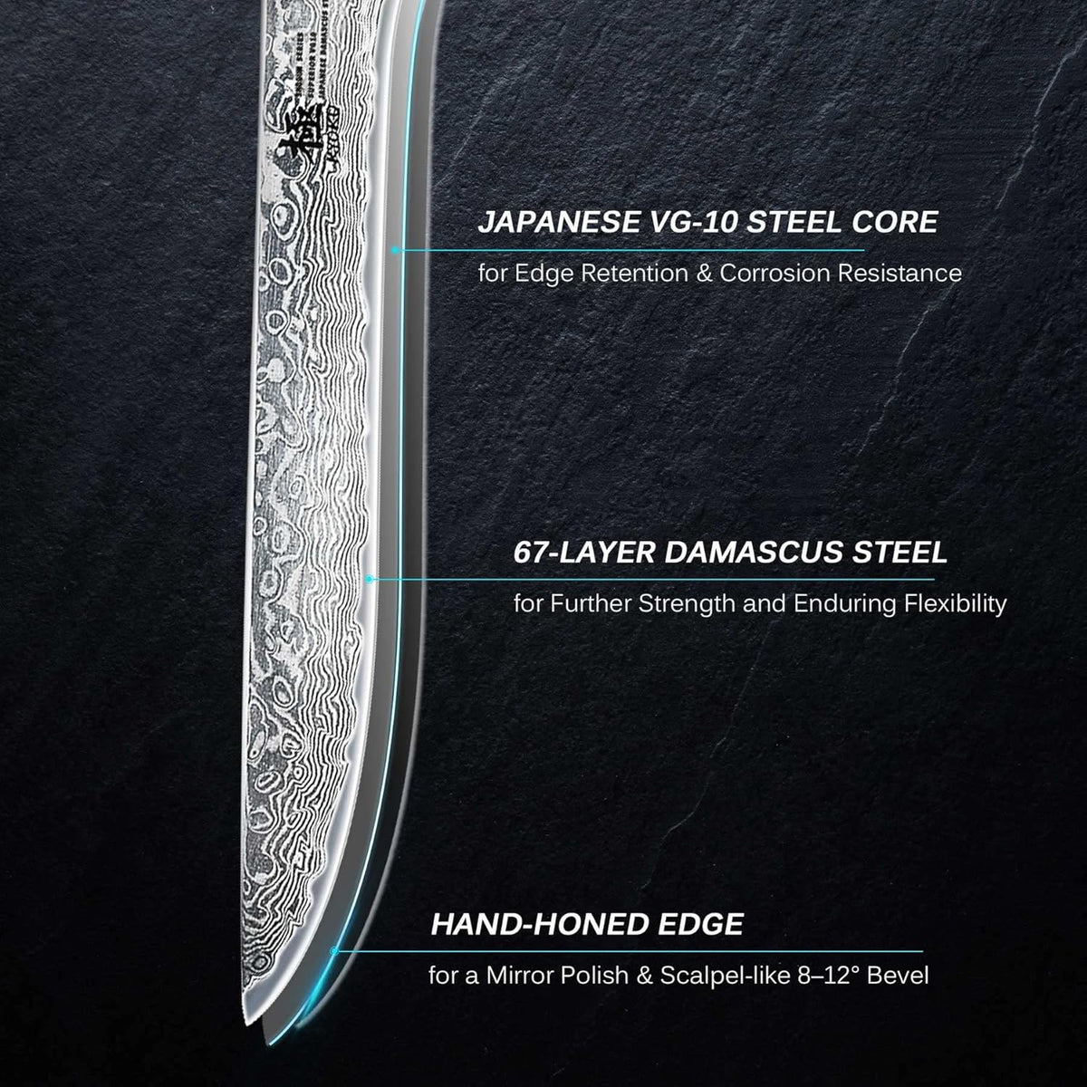 KYOKU Boning Knife - 7" - Shogun Series - Japanese VG10 Steel Core Forged Damascus Blade - with Sheath & Case