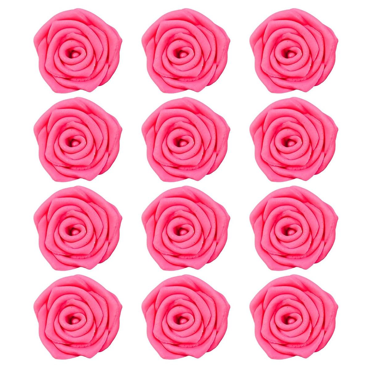 Confect Hot Pink Edible Roses – 12 Pack for Cake & Cupcake Decorating – Vegan, Gluten-Free Floral Toppers for Desserts, Nut-Free & Dairy-Free