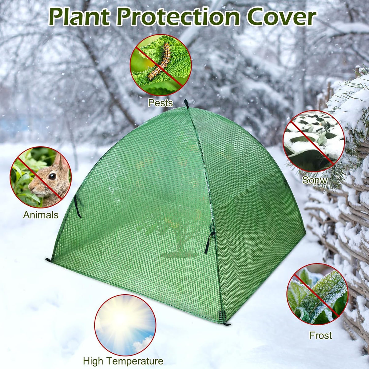 Plant Tent Outdoor Winter Shrub Cover Green Frost Tents Plant Covers Freeze Protection Tent Waterproof Plant Frost Protector Plant Guard Cover to Protect Plants Vegetable from Animals, 37X37X27Inch