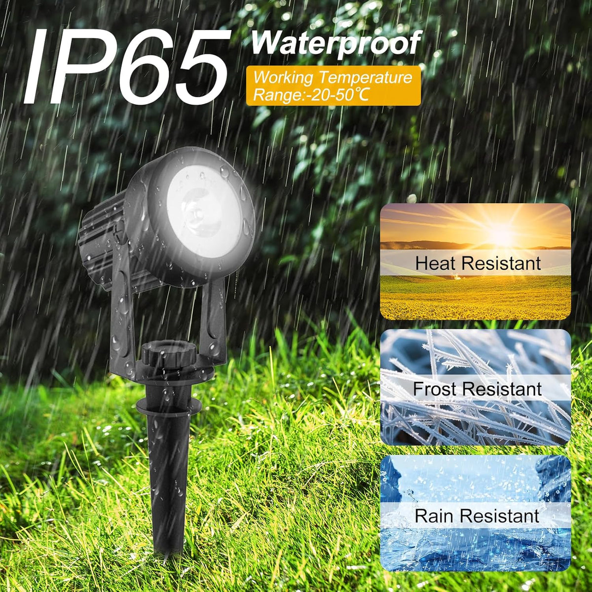 T-SUNUS Halloween Solar Garden Spotlight Outdoor 6-in-1 White Landscape Spot Lights IP65 Waterproof Separated Panel Dusk to Dawn 6000K Spotlights for Christmas Tree Yard Driveway Pathway Porch Walkway