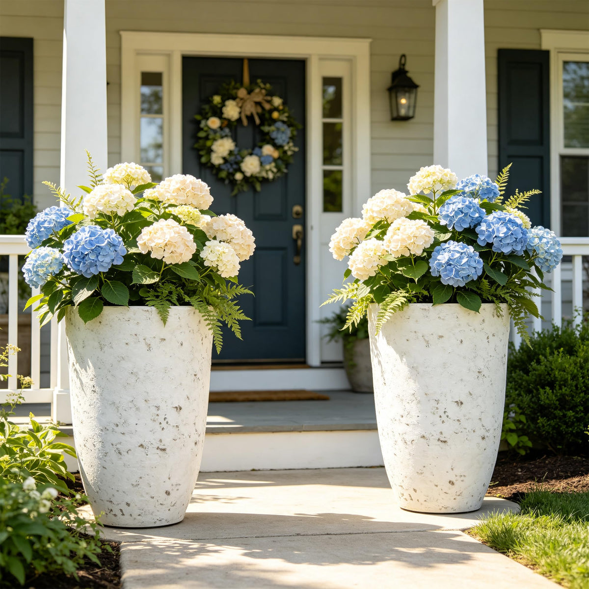 Autodaya 19.5" Resin Tall Planters for Outdoor Plants (2 Count)