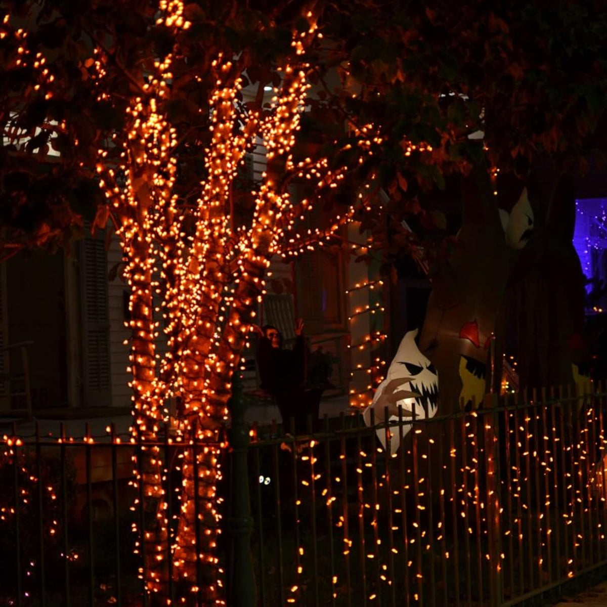 Dazzle Bright Orange Fairy String Lights, 4 Pack Total 80FT 240LED Copper Wire Battery Operated Waterproof Lights, Halloween Decorations for Indoor Home Outdoor Patio Yard Party Decor