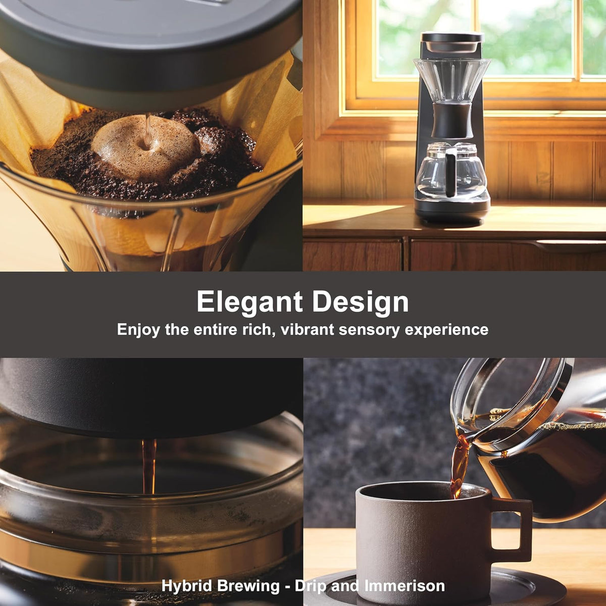 Tiger Hybrid Automatic Coffee Maker - Pour Over Coffee Maker & Immersion Brewing Coffee Machine, Innovative Design for Outstanding Brew, Black