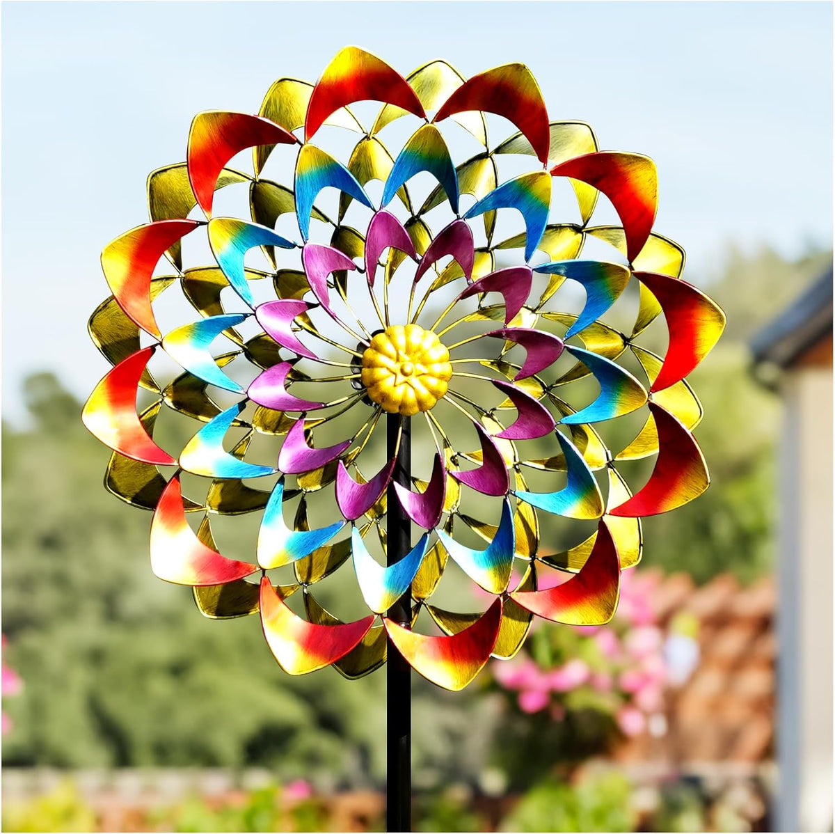 Wind Spinners Outdoor for Yard and Garden Large, Metal Wind Spinners & Wind Sculptures 84 inch, Birthday Gift for Women Family Garden Decor(Colorful)