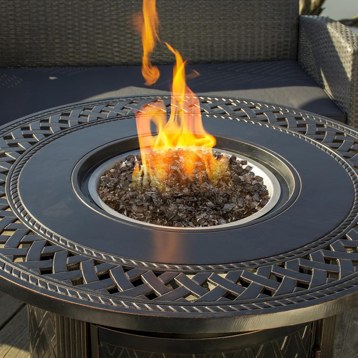 Mr. Fireglass 10 Pounds Fire Glass - 1/2 Inch High Luster Reflective Tempered Glass Rocks for Fireplace Fire Pit Table and Landscaping, Bronze