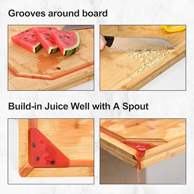 30 x 20 Extra Large Bamboo Cutting Board for Kitchen, Cutting Board Stove Top Cover, Butcher Block Chopping Board with Handle and Juice Groove, Large Charcuterie Board Over the Sink