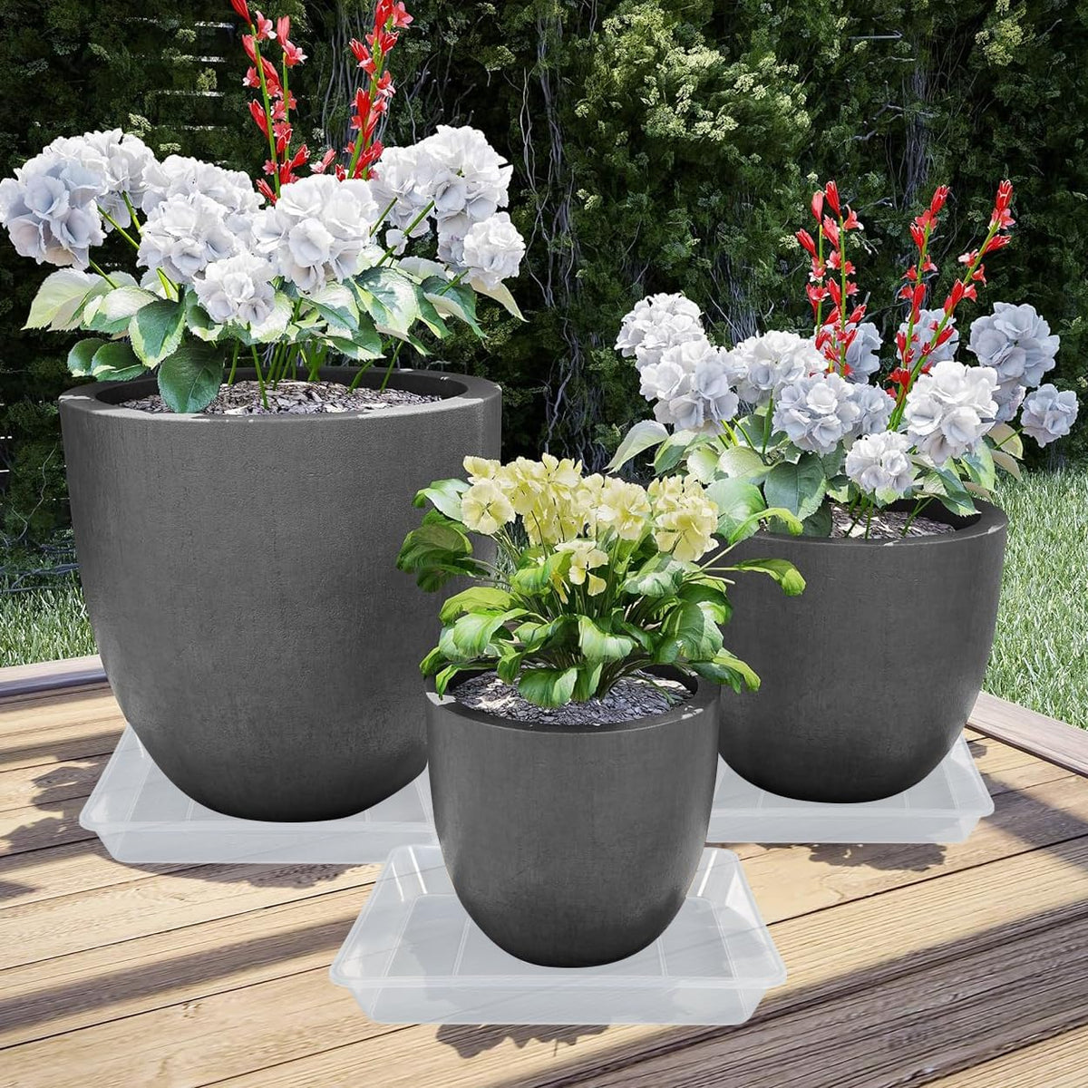 Square Plant Saucer 12 Inch 2 Pack, Thick Clear Plastic Flower Plant Pot Saucer, Square Planters for Indoors and Outdoors Plants, Garden Plant Saucers for Pots Plant Trays.