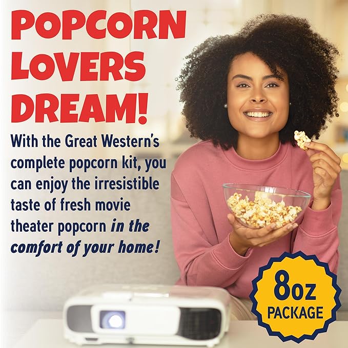 Premium America Popcorn Kit, 24 Packs for a 8oz Popper, Movie Theater & Popcorn Machine Kernels, Oil & Seasoning Packet, Bulk All in One