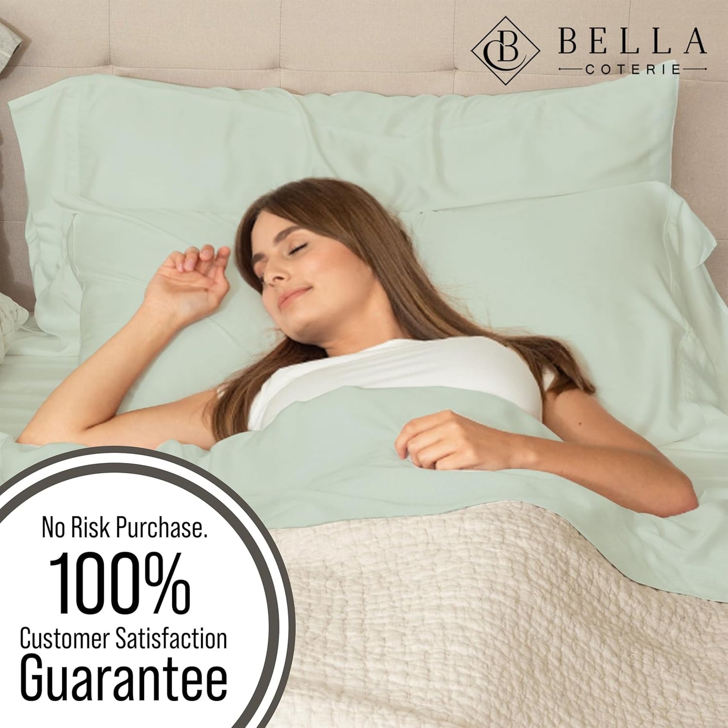 Bella Coterie Luxury Bamboo Viscose Twin Size Sheet Set | 100% Organically Grown | Ultra Soft | Cooling for Hot Sleepers | 18" Deep Pocket [Sea Glass]