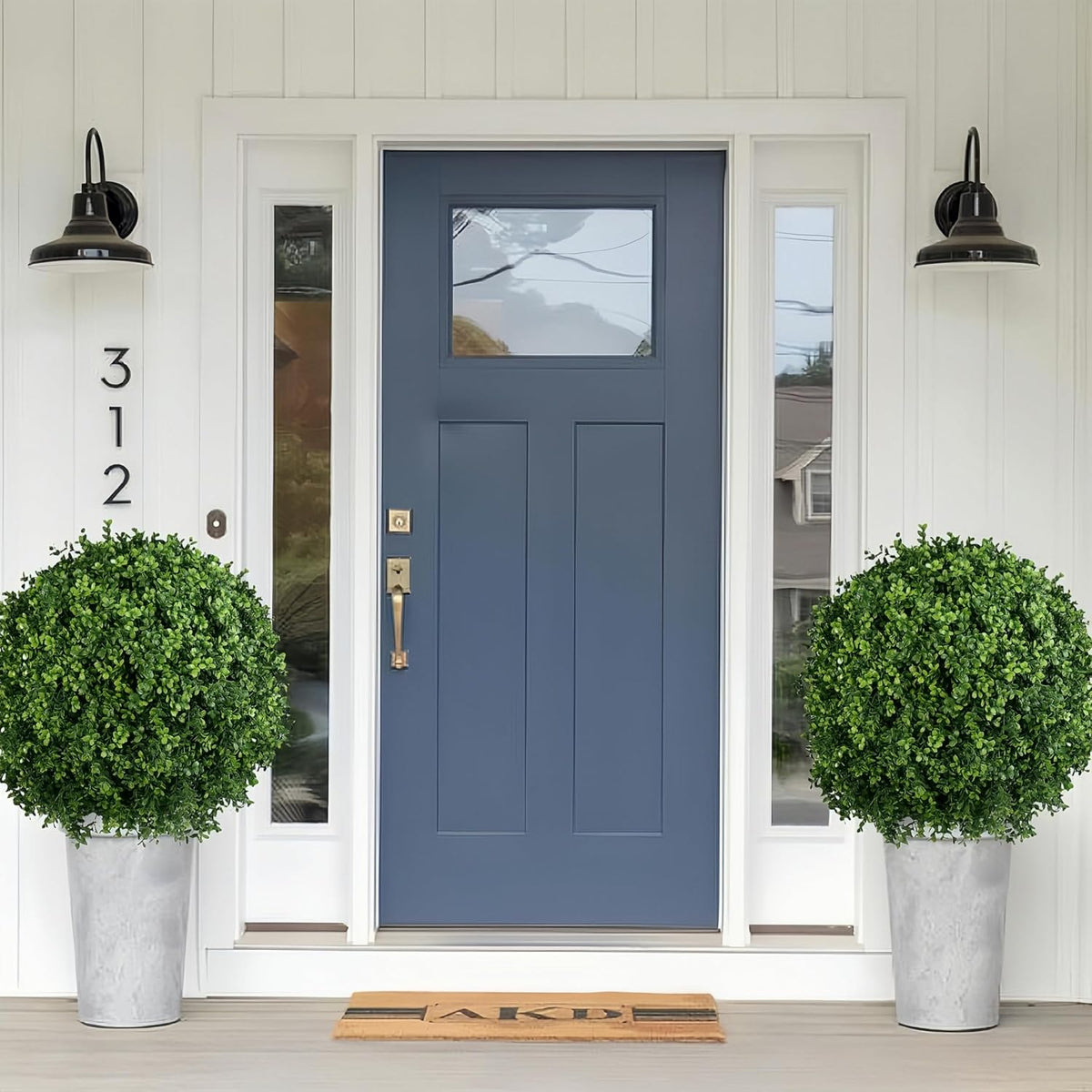 QIANYUN Artificial Topiary Trees Outdoor – 18 Inch Fake Boxwood Plants, UV Resistant Faux Shrubs for Outdoor/Indoor Decor, Perfect for Porch, Garden, Backyard