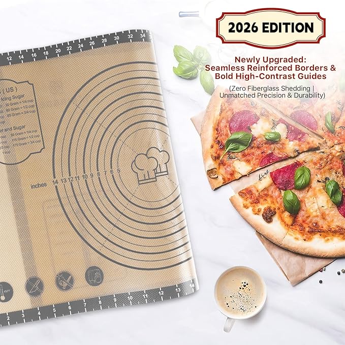 Silicone Pastry Mat, 36" x 24" Extra Large Non Stick Baking Mat with Measurement Non-slip Silicone Dough Rolling Mat for Making Cookies, Oven Liner, Fondant/Pie Crust Mat