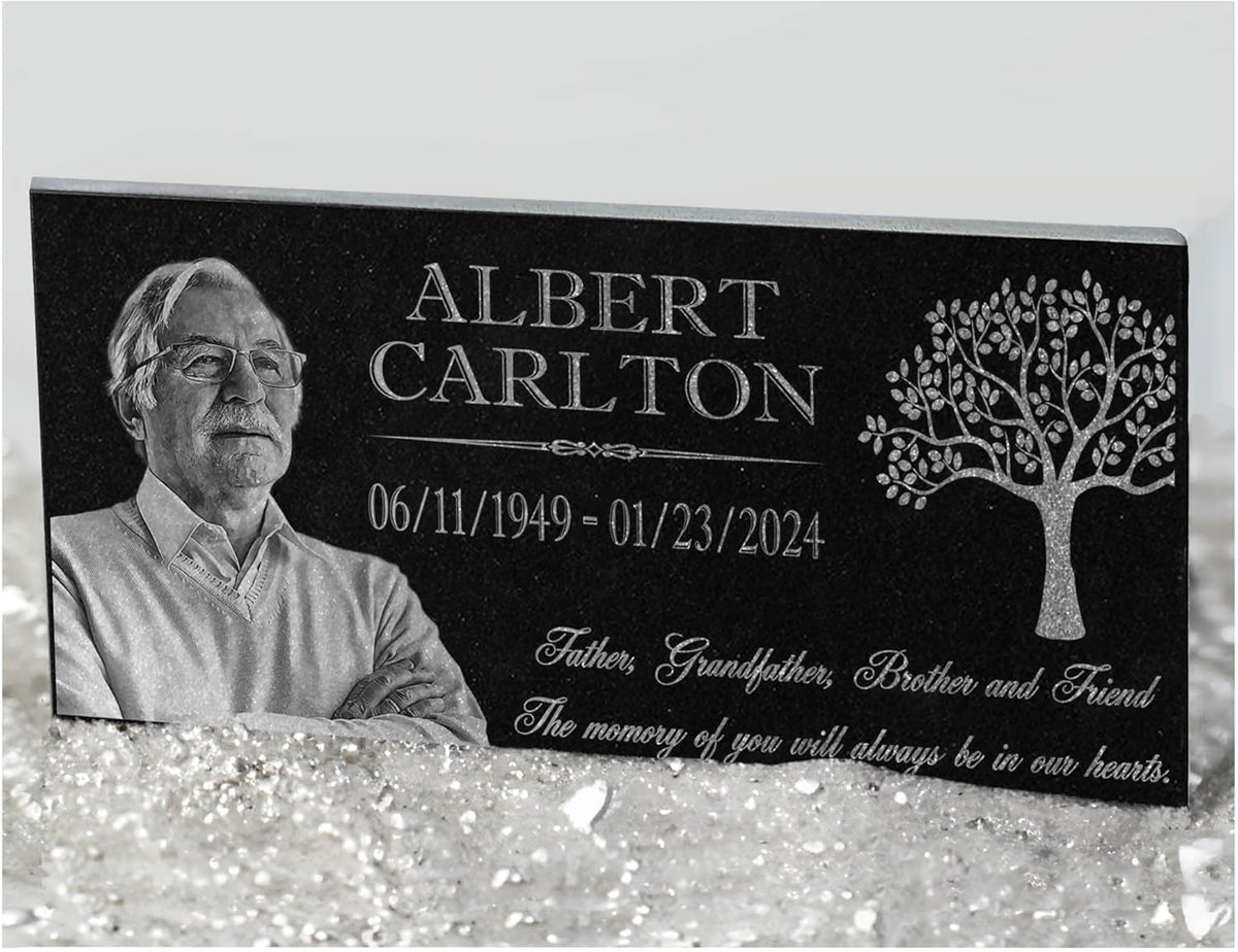 in Loving Memory Photo Tree of Life Personalized Granite Memorial Stone Sympathy Remembrance of Dad Mom Child