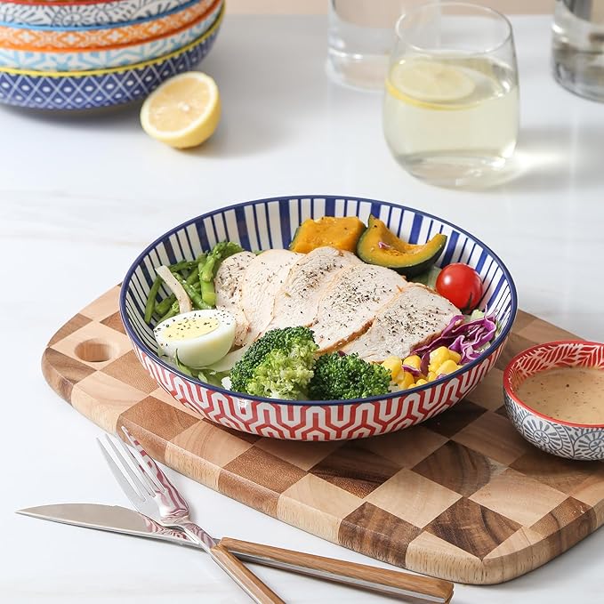 Selamica Ceramic Dinnerware Sets, 16 Pieces Dishes Set for 4, Scratch Resistant Plates and Bowls Sets, Dishwasher & Microwave Safe, Assorted Colors