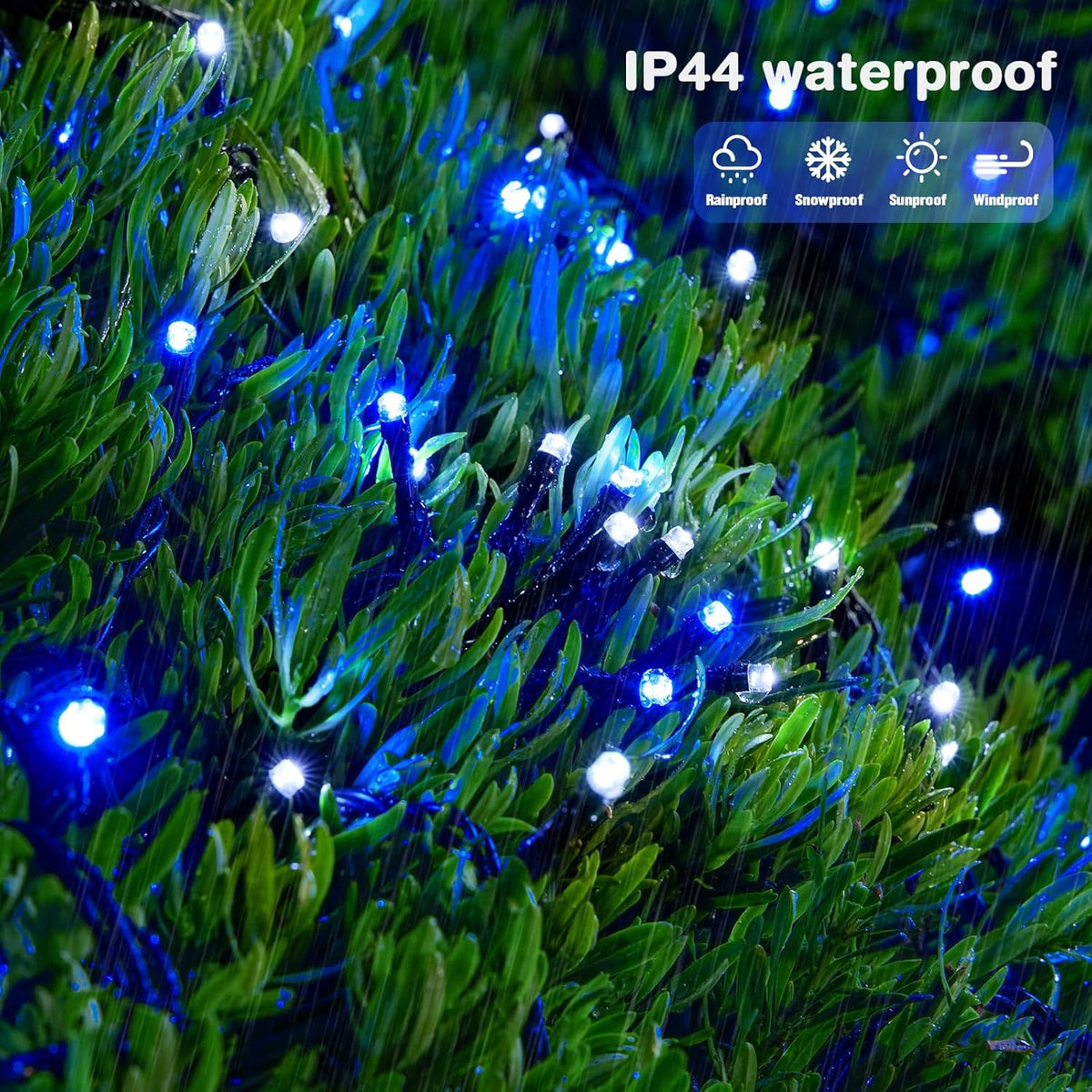 JMEXSUSS 2 Pack Blue and White Solar Christmas Lights, Total 400 LED 151FT Solar String Lights Outdoor Waterproof, 8 Modes Solar Light for Outside Tree Patio Christmas Decorations