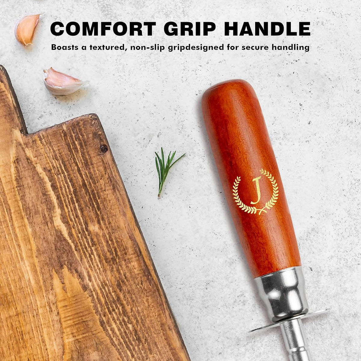 Knife Sharpener Rod, Kitchen Knives Sharpener Carbon Steel Professional Knife Sharpening Steel, Honing Rod with Hanging Holes (13 inches), J