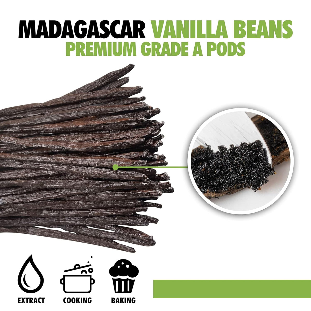 6 Organic Vanilla Beans Madagascar Grade A for Extract, Cooking and Baking by FITNCLEAN VANILLA| Certified USDA Organic. 6"-7.5" Bourbon Fresh Gourmet NON-GMO Whole Pods.