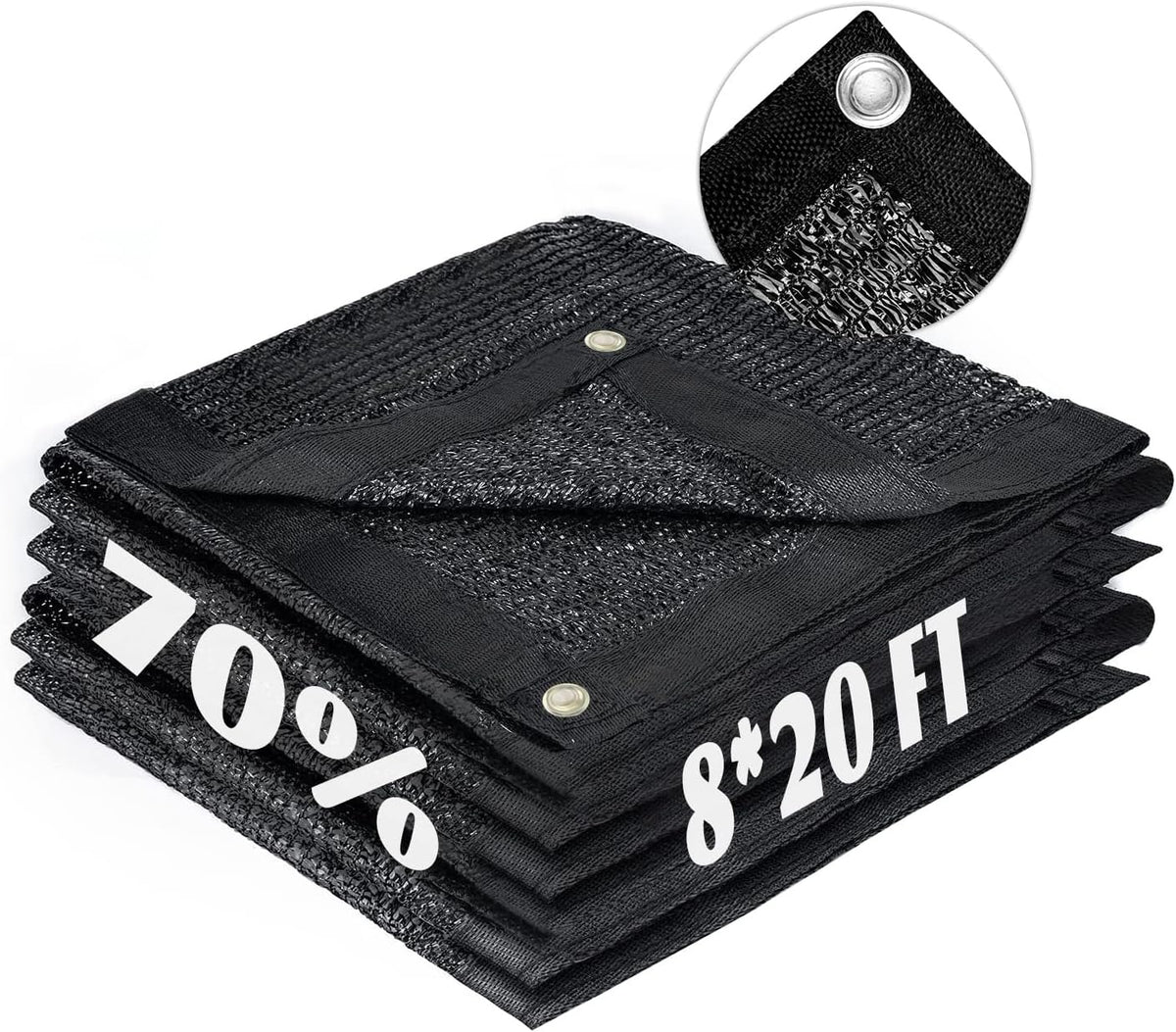 LOVE STORY 8x20FT 70% Black Shade Cloth Sun Shade Net with Grommets Sunblock Net Mesh Tarp for Garden,Plants Cover,Greenhouse and Patio