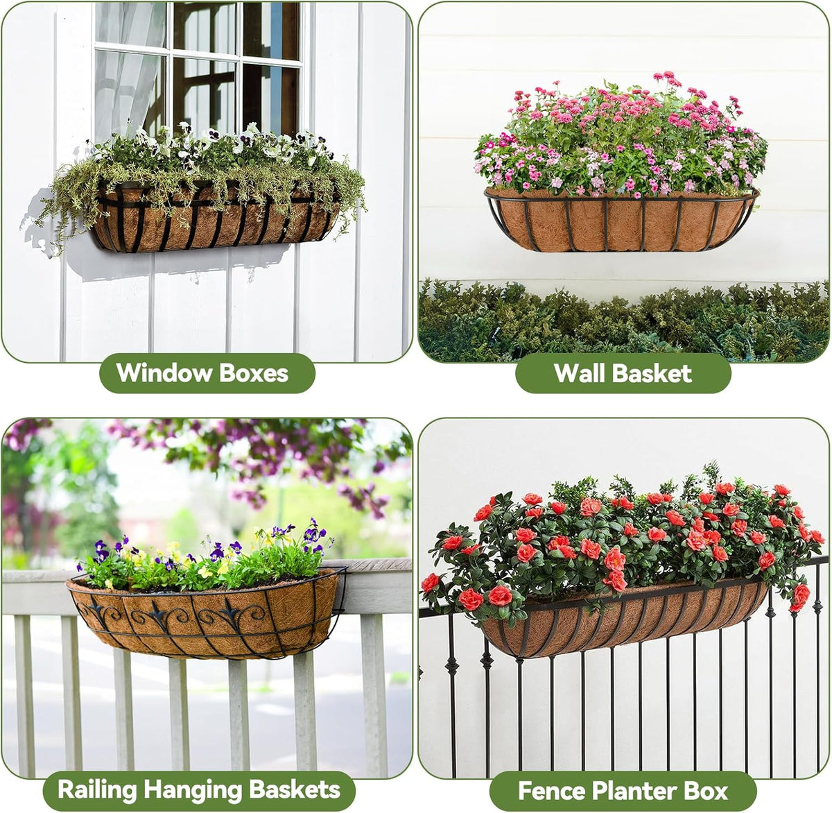 3Pcs Trough Coco Liner 30" Coco Coir Liners for Planters, Liners for Window Boxes Liners, Wall Basket Planters, Railing Hanging Baskets, Garden Planter Baskets