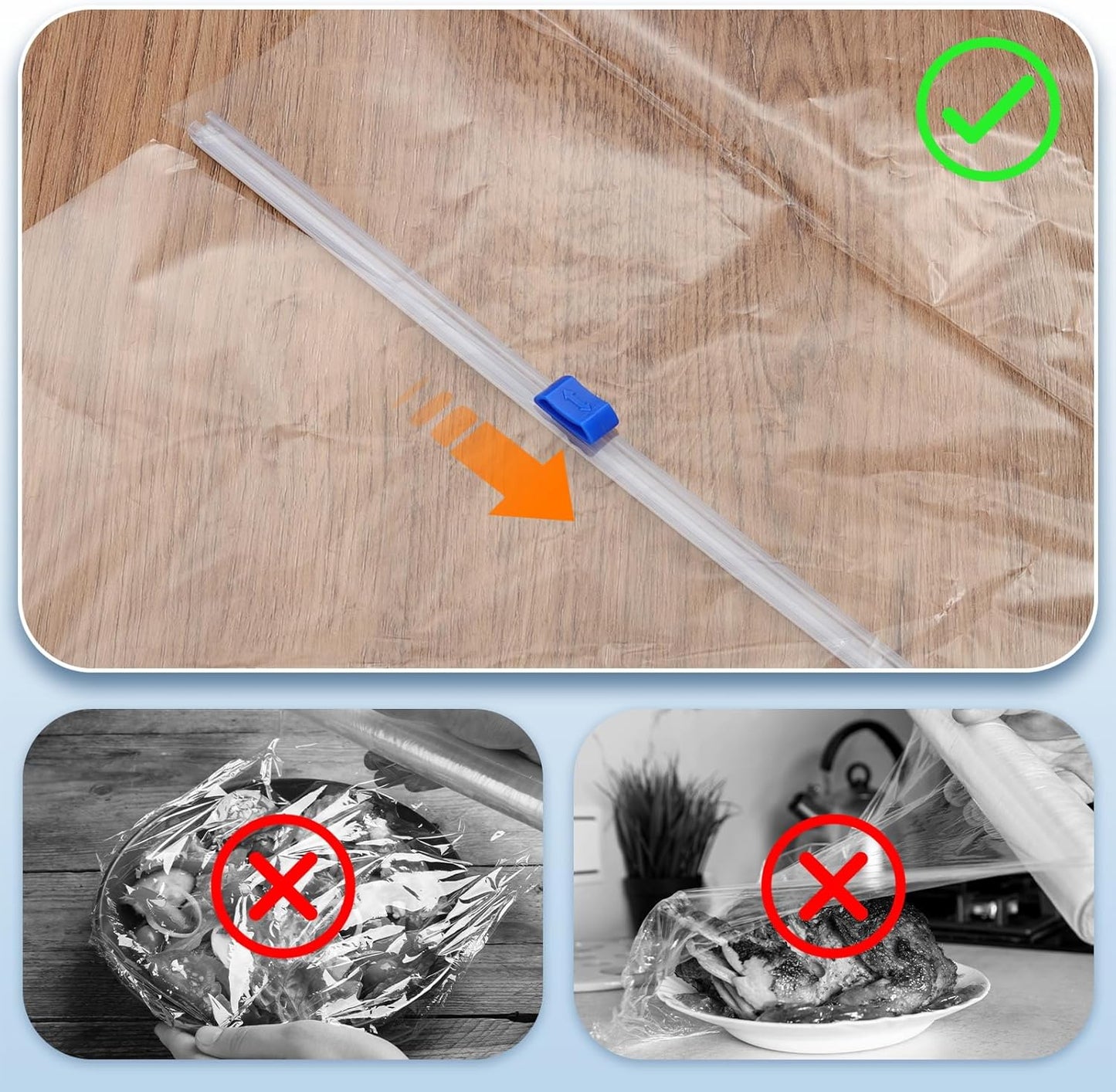 PATIKIL 12pcs Plastic Wrap Cutter, 12in Plastic Wrap Slide Cutter Self Adhesive Installation Replacement for Aluminum Foil Wax Paper Parchment Paper Wrap Dispenser, Blue