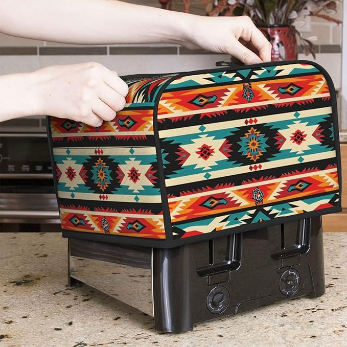 Traditional Mexican Covers for 4 Slice Toasters,Cute Country Bread Machine Cover with Handle,Washable Stain Resistant Kitchen Small Appliance Cover Dining Decor
