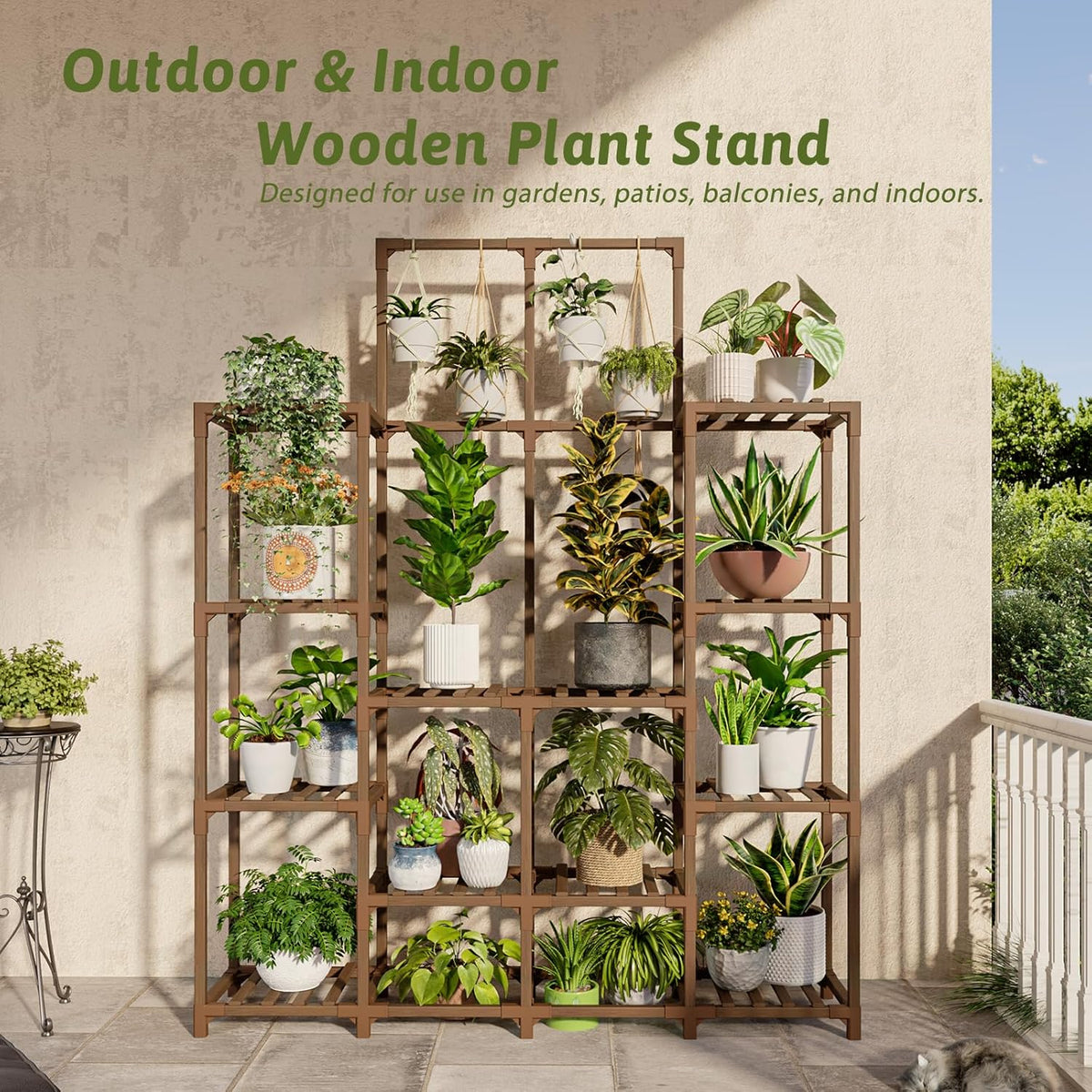 Plant Stand Indoor Outdoor 63" Tall Plant Shelf for Plants 12-Tier Large Plant Sheves for Living Room Heavy Duty Plant Rack Garden Balcony Patio Hanging Planter