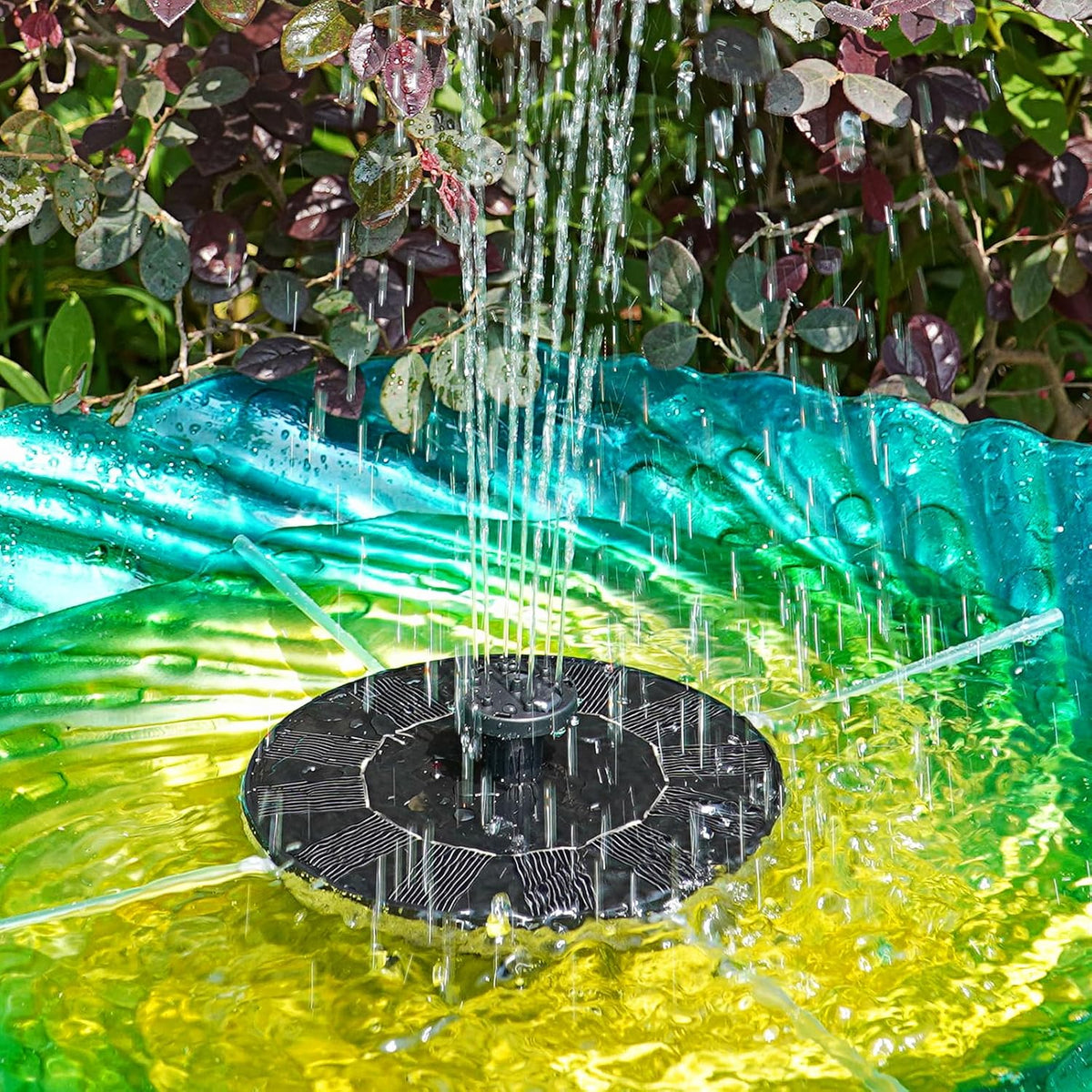 AMZtime 1.4W Solar Fountain with 4 Fixed Rods, 2025 Solar Fountain Pump with Upgraded Solar Panels, Solar Powered Floating Water Fountain Pump for Bird Bath, Garden, Ponds, Fish Tank and Outdoor